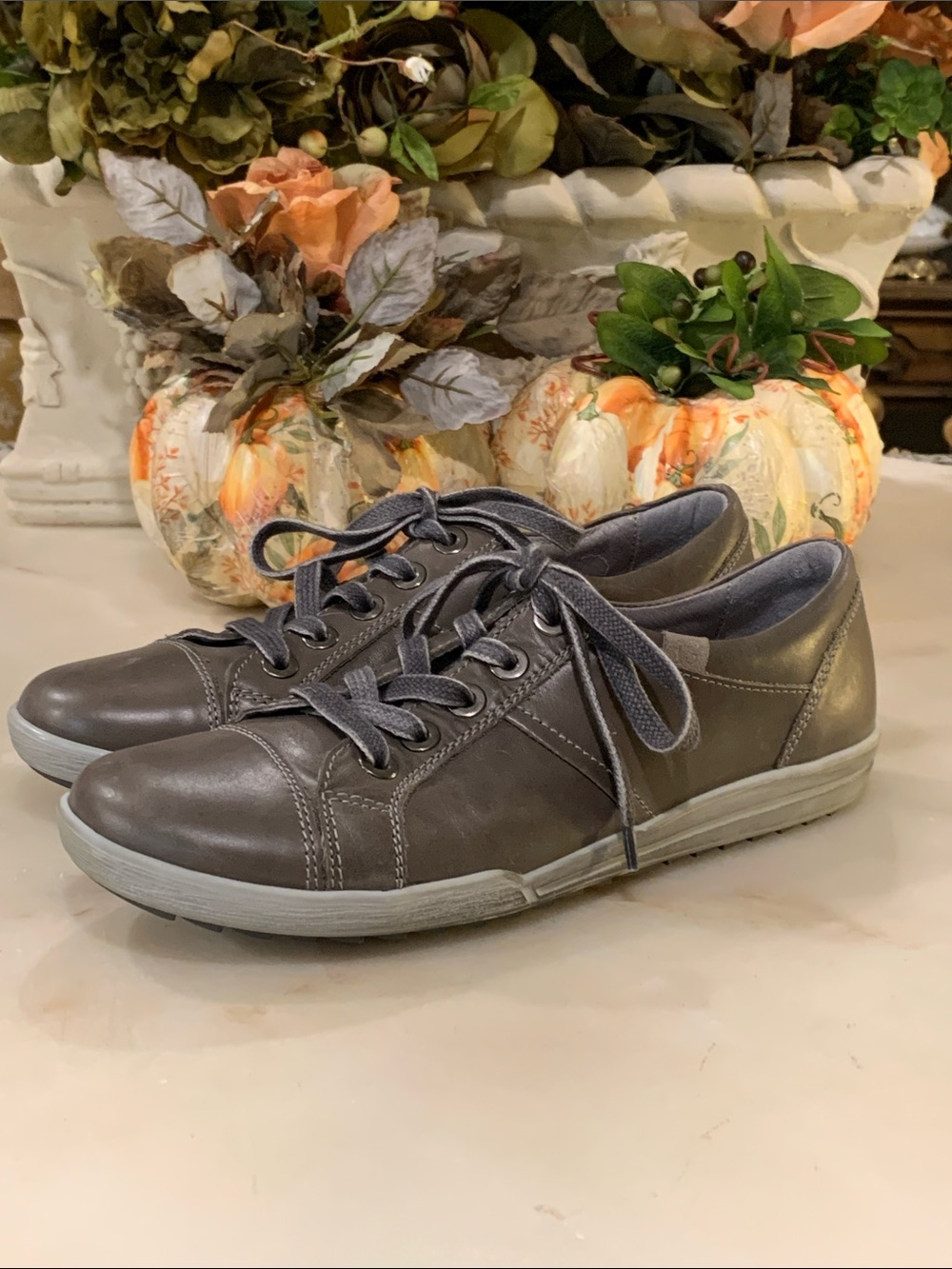 Josef Seibel Caren 01 Gray Leather Sneakers Size 41